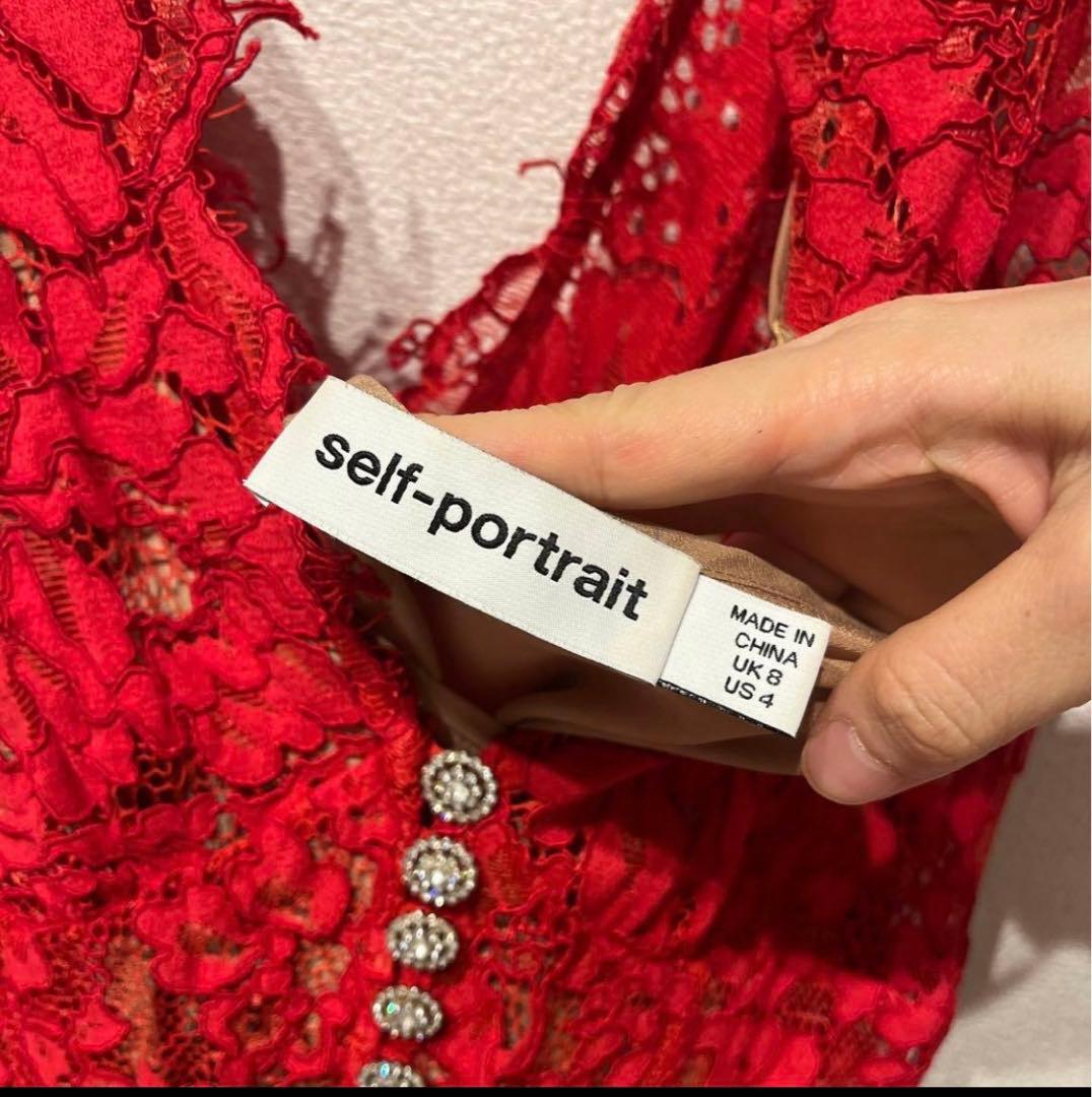 Self portrait赤レース ロングドレス　ワンピUK8