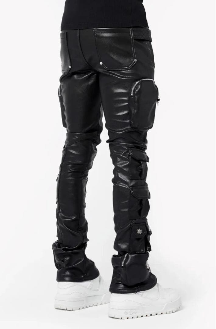 パンツ GUAPI Obsidian Cargo Leather Pants Black