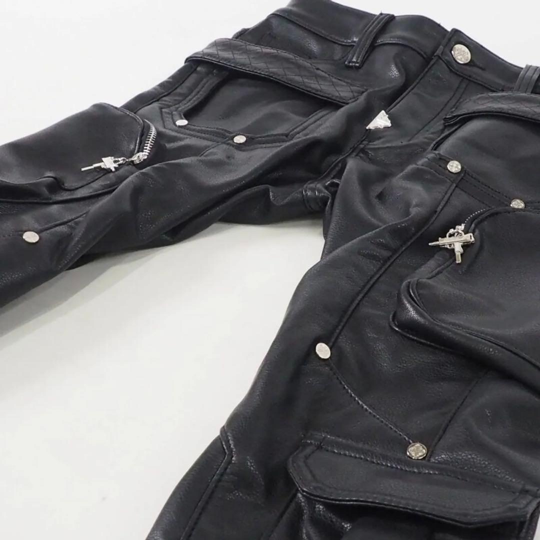 パンツ GUAPI Obsidian Cargo Leather Pants Black