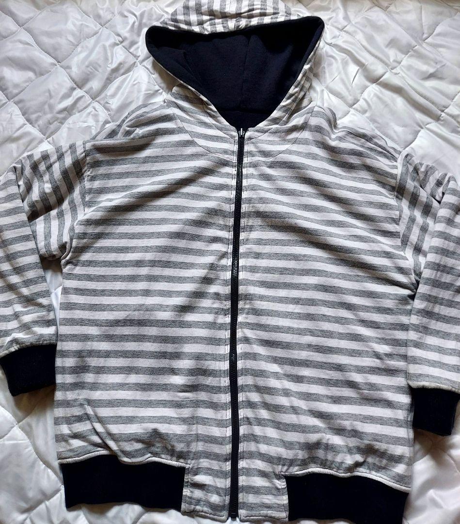 [レア] イッセイスポーツ リバーシブルパーカー 黒×グレー·白