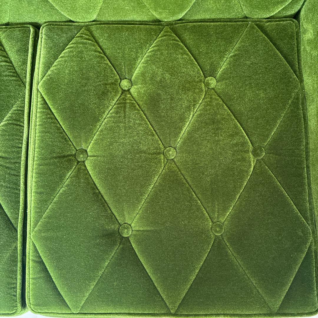 71シェベル様　カリモク60 ソファ 2シーター　2人掛け　モケットグリーン