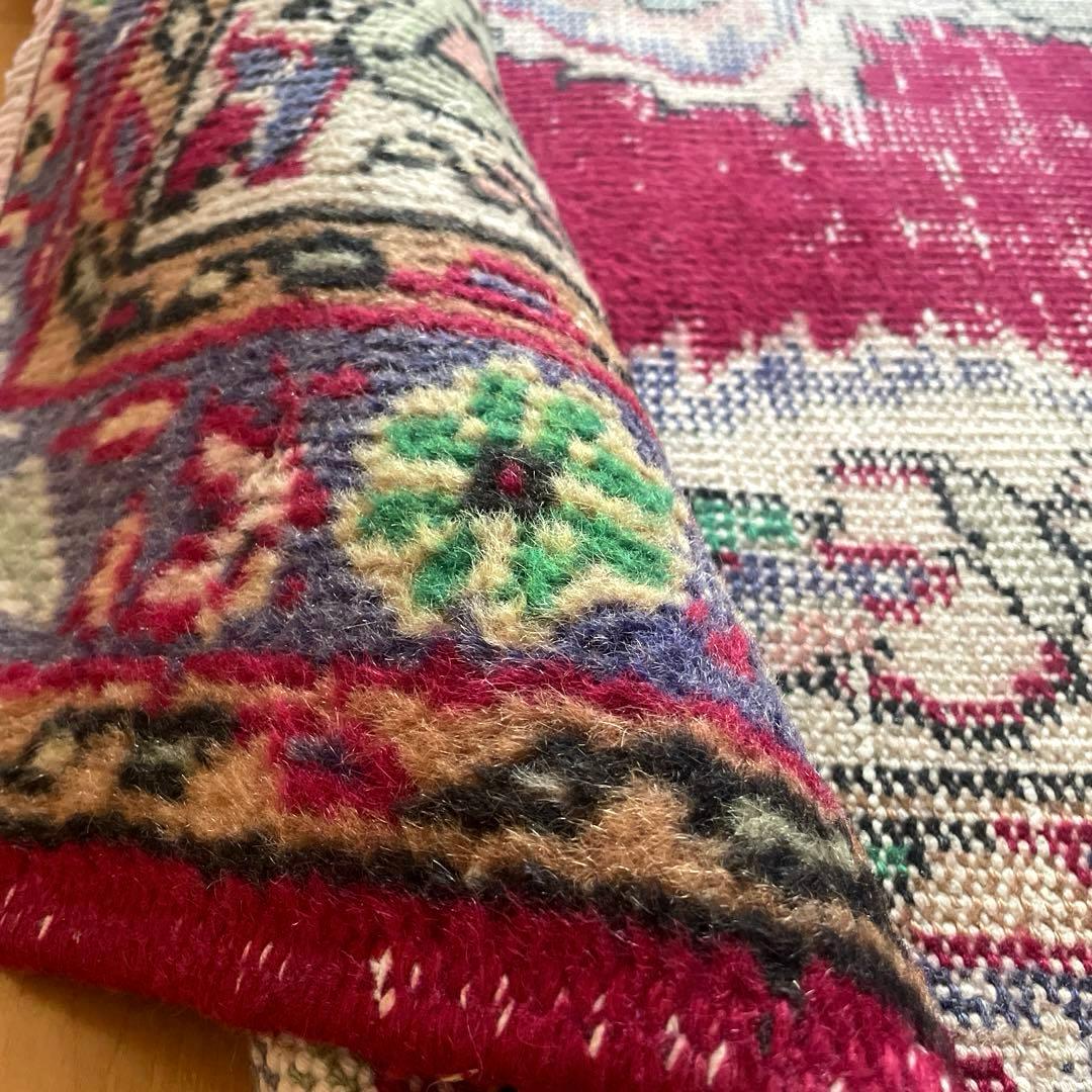 112×195 ワインカラー メダリオン　擦れシャビー　トルコヴィンテージラグ