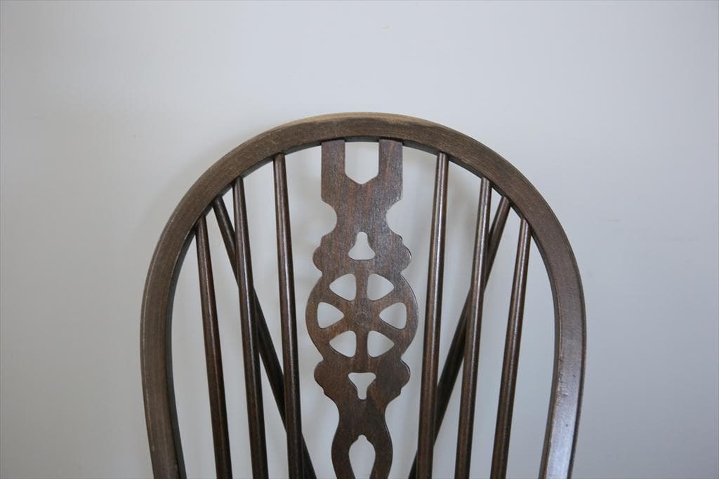 英国アンティーク木製ホイールバックチェア/ダイニングイス/椅子(89-224-8