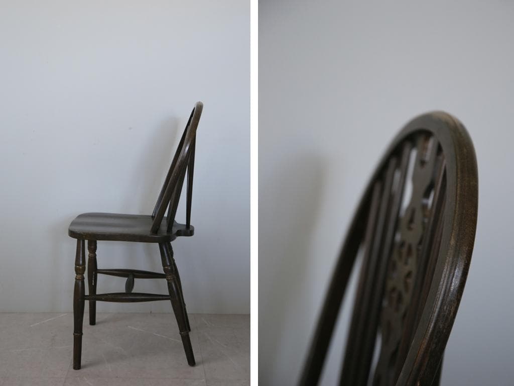 英国アンティーク木製ホイールバックチェア/ダイニングイス/椅子(89-224-8