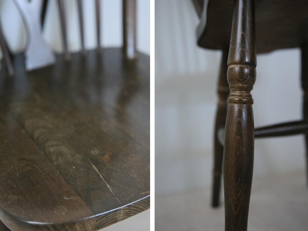 英国アンティーク木製ホイールバックチェア/ダイニングイス/椅子(89-224-8