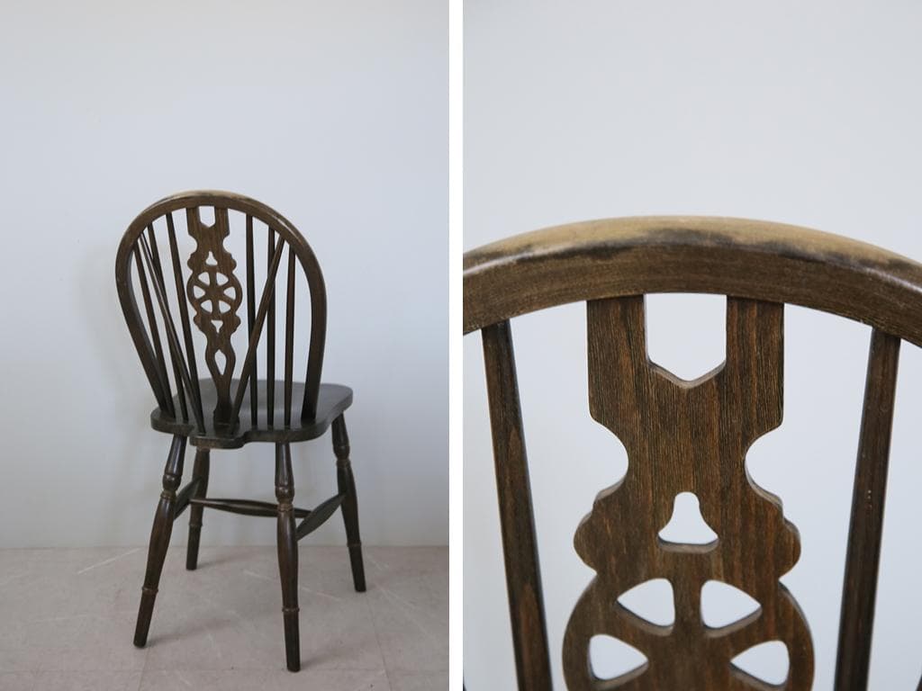 英国アンティーク木製ホイールバックチェア/ダイニングイス/椅子(89-224-8