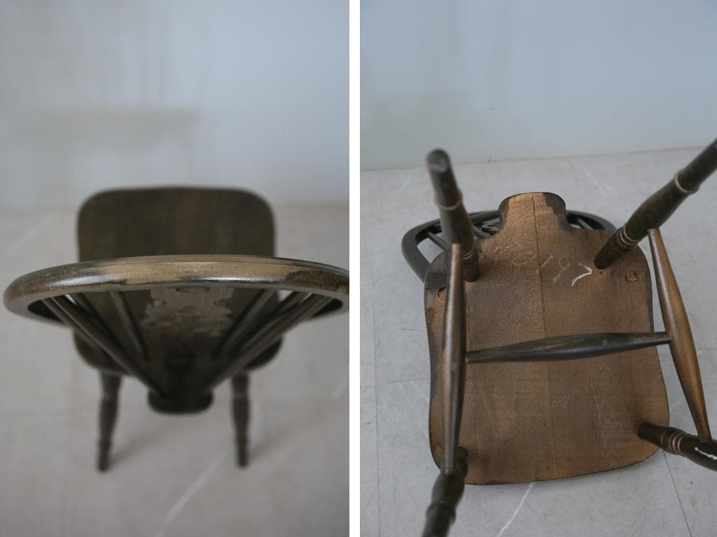 英国アンティーク木製ホイールバックチェア/ダイニングイス/椅子(89-224-8