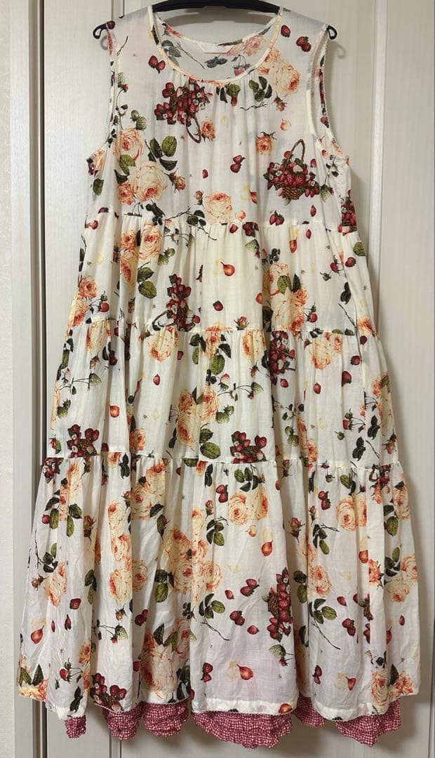 ～Special item～ストロベリーローズプリントミディワンピース　ギンガム