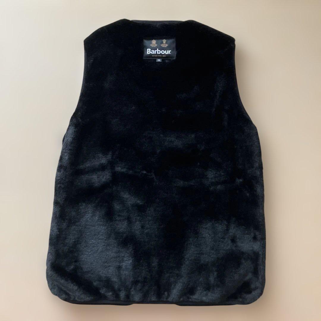 Barbour バブアーフロントジップ ファー ライナー　サイズ38 ブラック