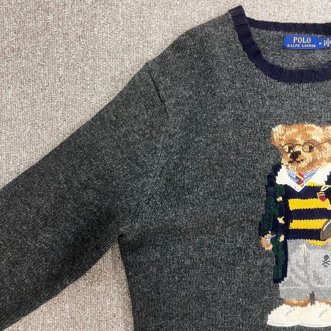 ポロ ラルフローレン ベア レタード セーター 50周年 グレー リンガー