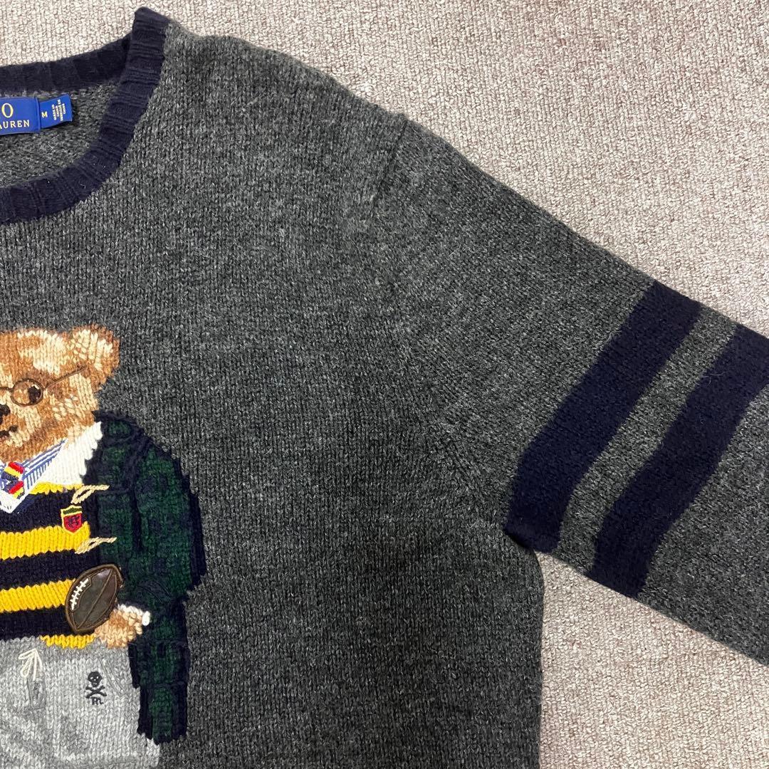 ポロ ラルフローレン ベア レタード セーター 50周年 グレー リンガー