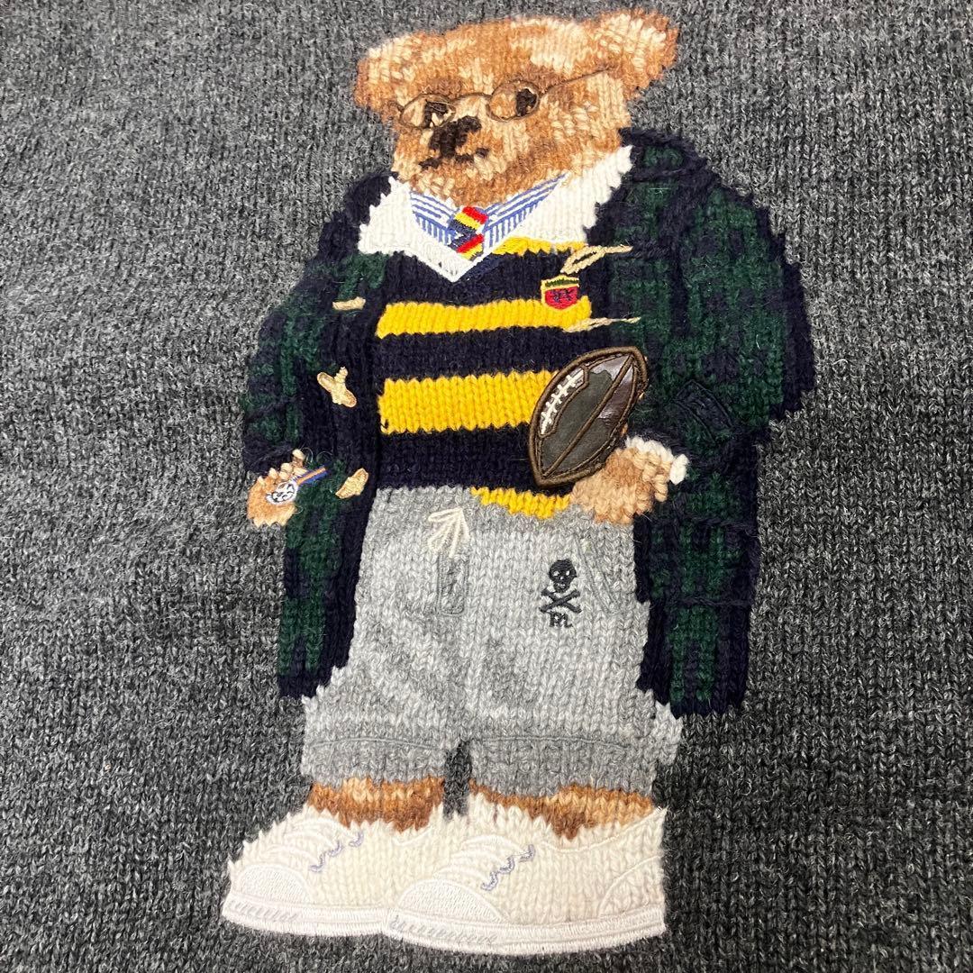ポロ ラルフローレン ベア レタード セーター 50周年 グレー リンガー