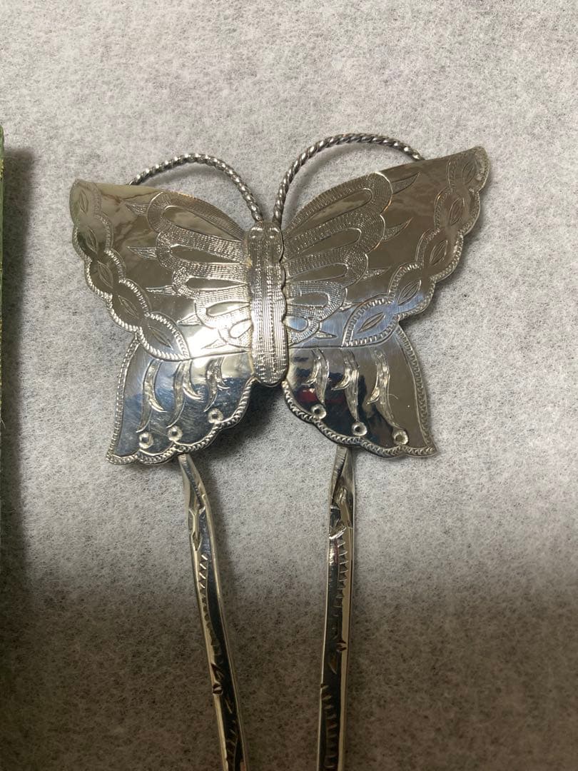 インディアンジュエリー　シルバーバタフライ蝶々かんざしスティック