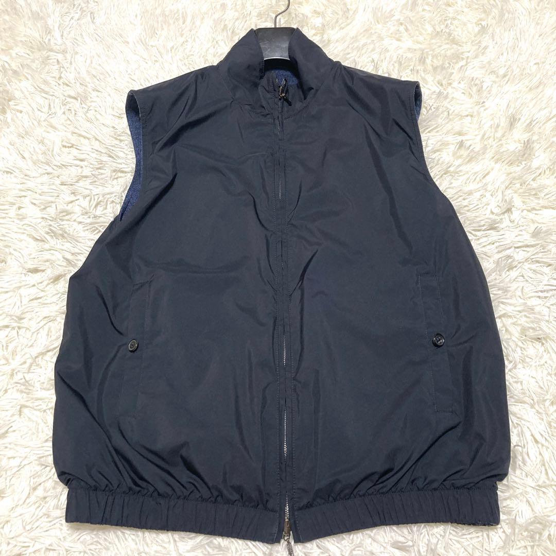 極美品✨【最高傑作 ロロピアーナ】リバーシブルベスト　S 黒　紺　シルク　刻印