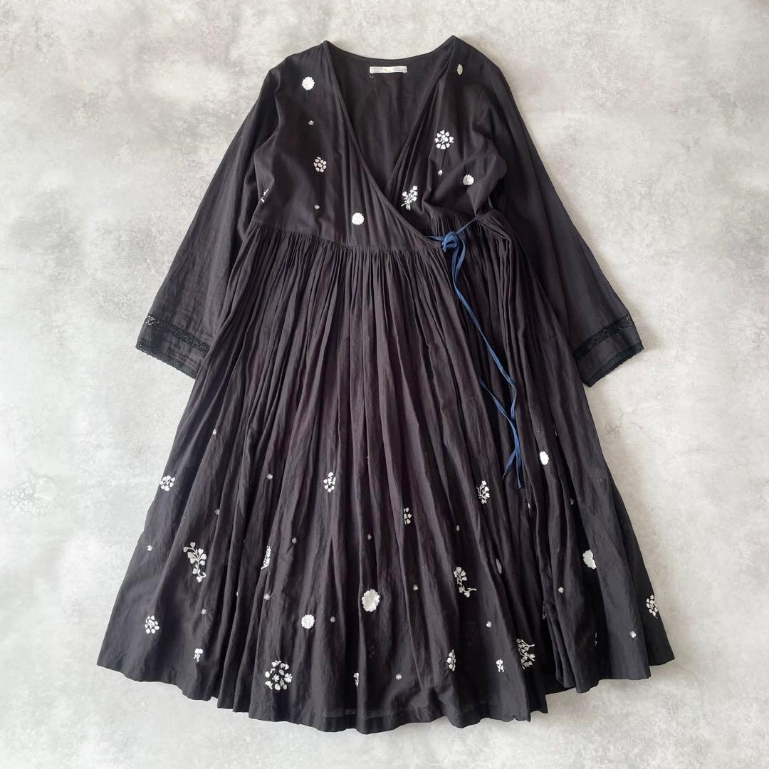 AODRESS エンブロイダリー 刺繍 カシュクール ワンピース アオドレス