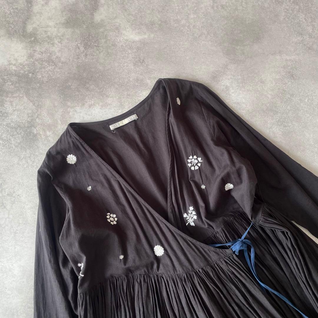 AODRESS エンブロイダリー 刺繍 カシュクール ワンピース アオドレス