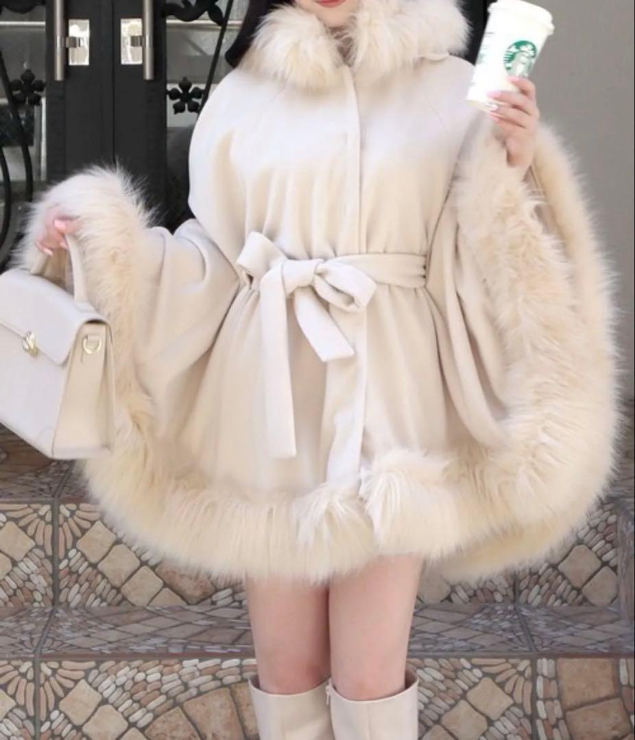  PARTY フードファーケープコート ☆