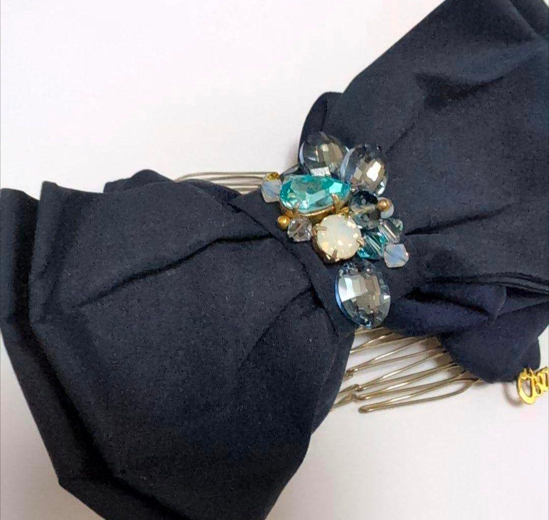 コンプレックスビズ　ネイビー ヘアコーム ビジュー付き