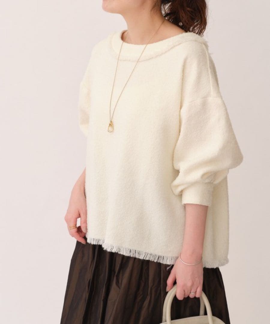 ✨定価3.3万円✨ビアズリー　後ろレースツイードプルオーバー　ホワイト　F