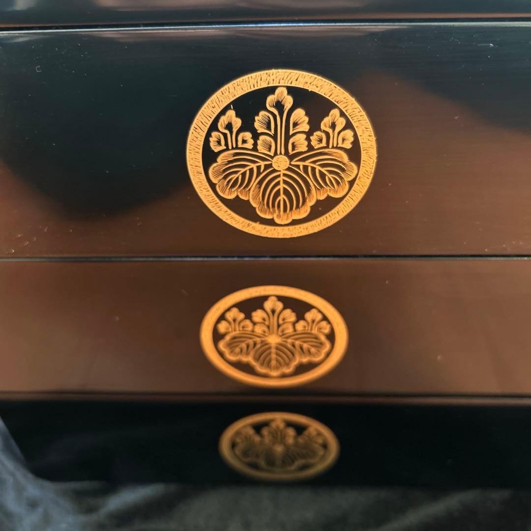 輪島塗　漆器 重箱 五段重　黒 うるし 金　二段　三段