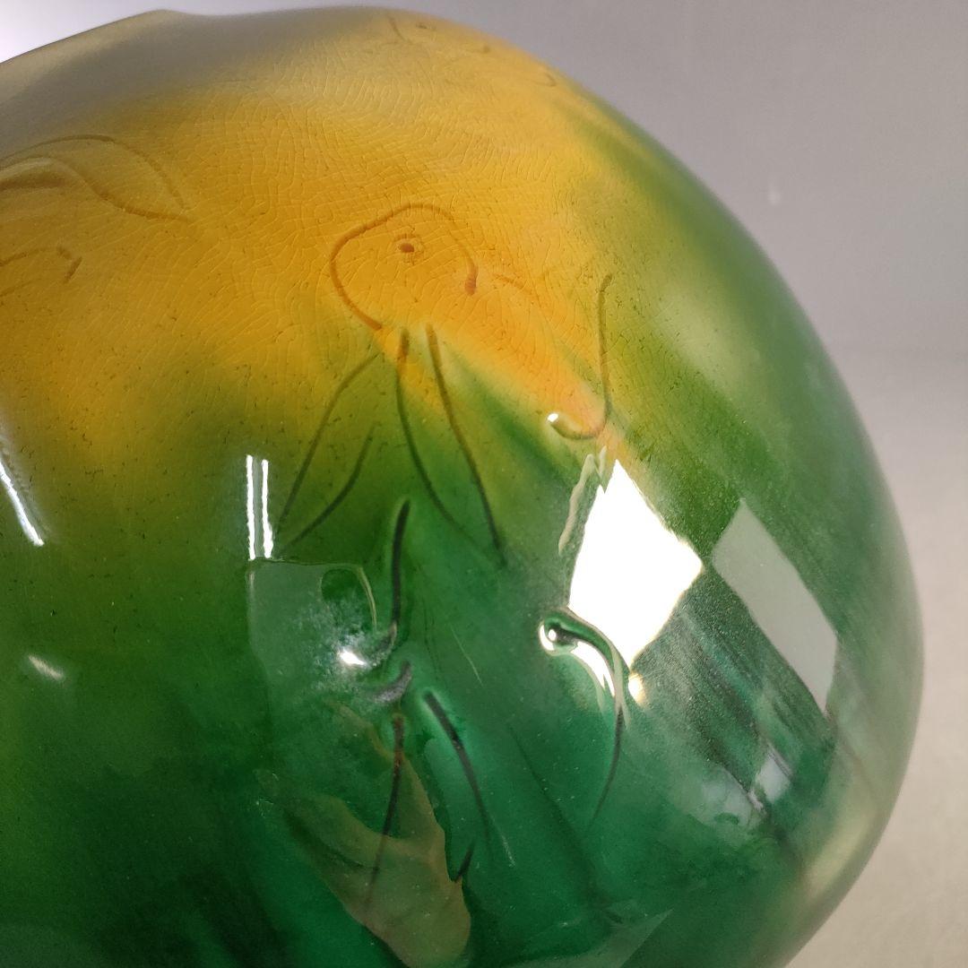 A1255-1/秋塘窯/五代中村雅彦 造/彩釉兎文花器/共箱/花瓶/花入/華道具