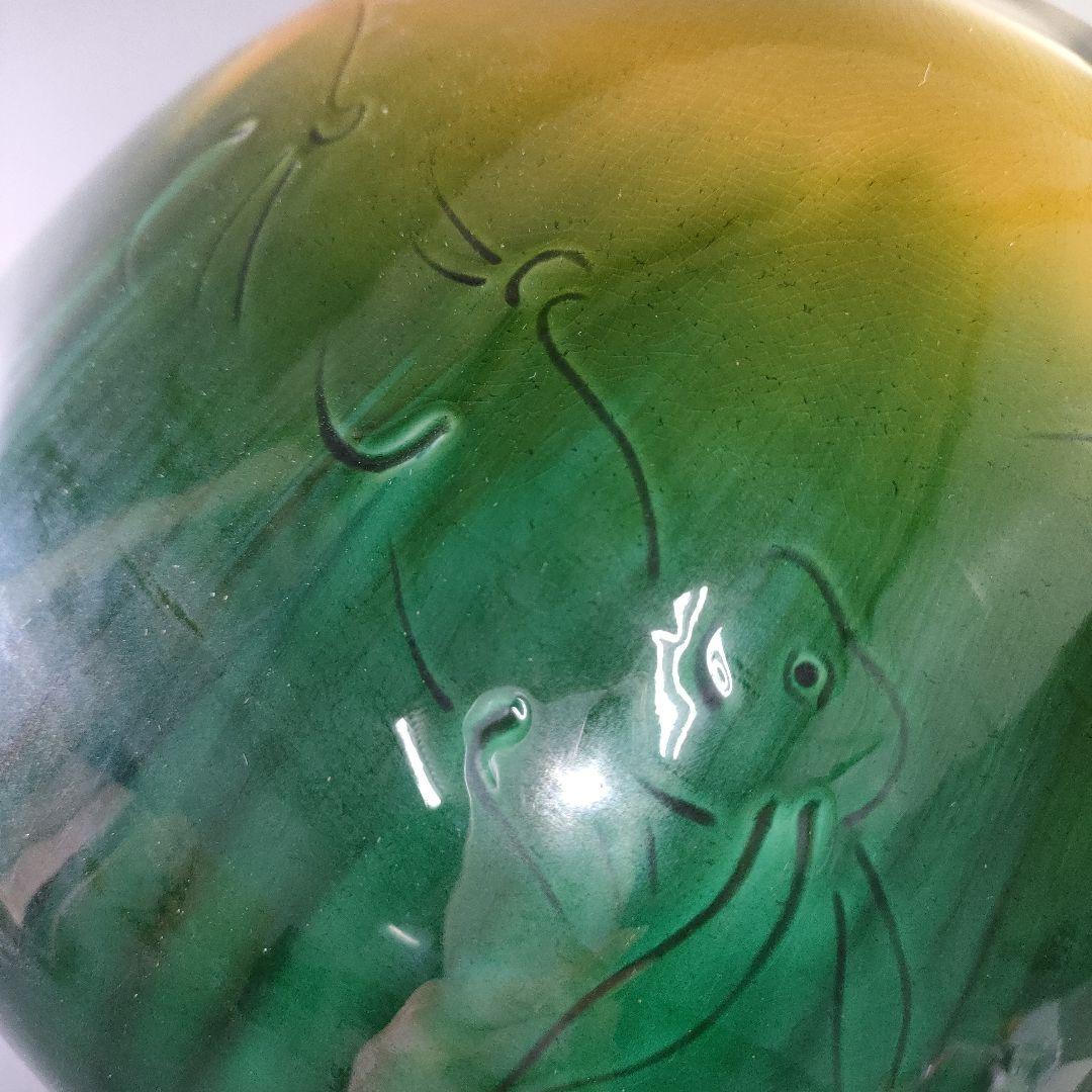 A1255-1/秋塘窯/五代中村雅彦 造/彩釉兎文花器/共箱/花瓶/花入/華道具