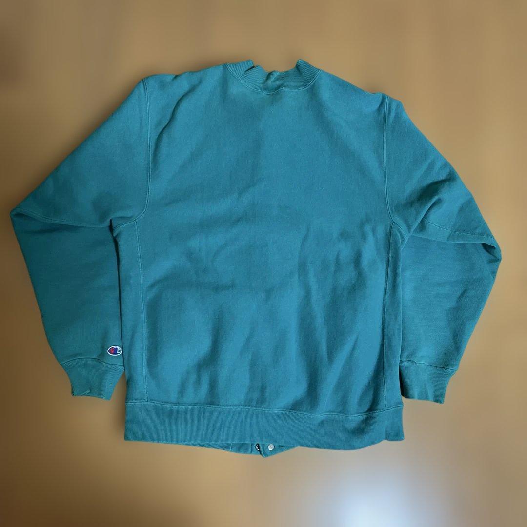 90s Champion リバースウィーブ スナップカーディガン ターコイズ