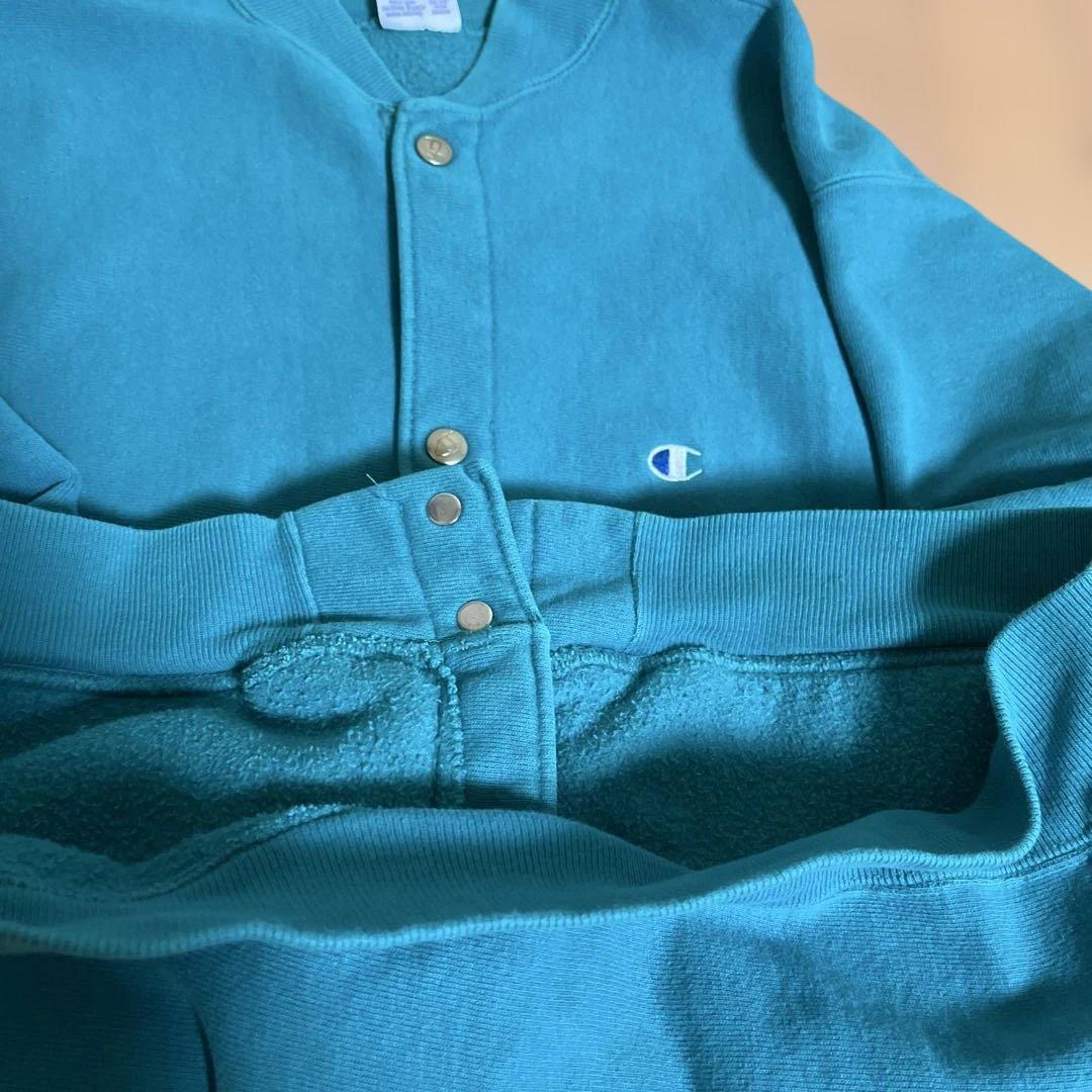 90s Champion リバースウィーブ スナップカーディガン ターコイズ
