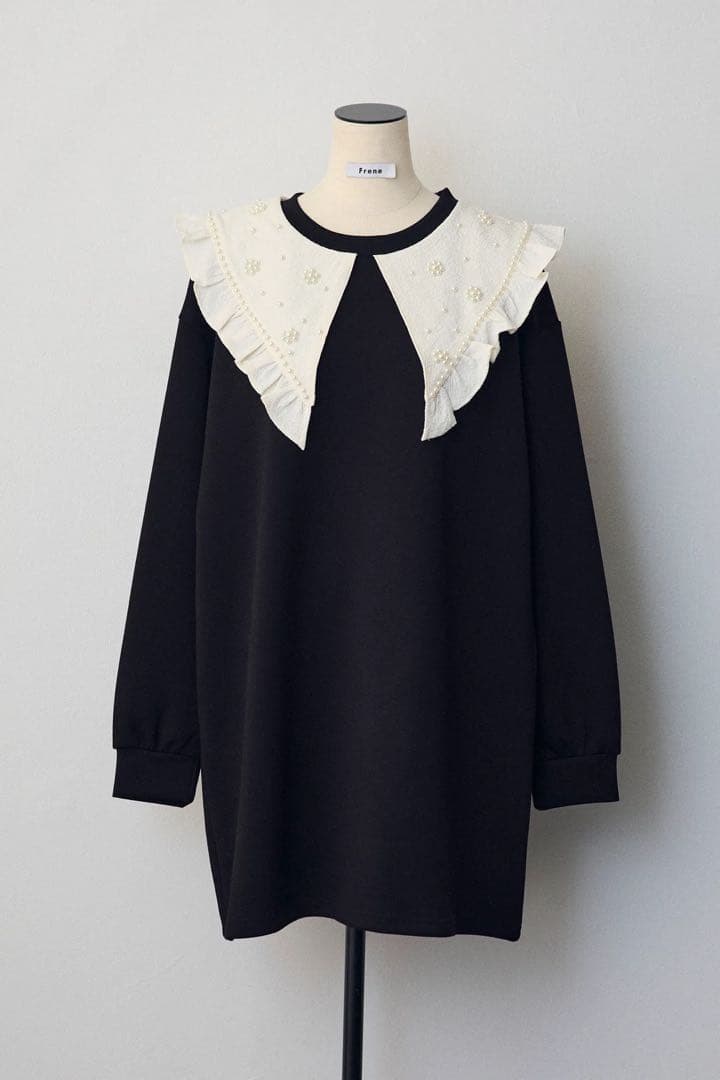 frene パールフラワーBIGカラースウェットワンピ