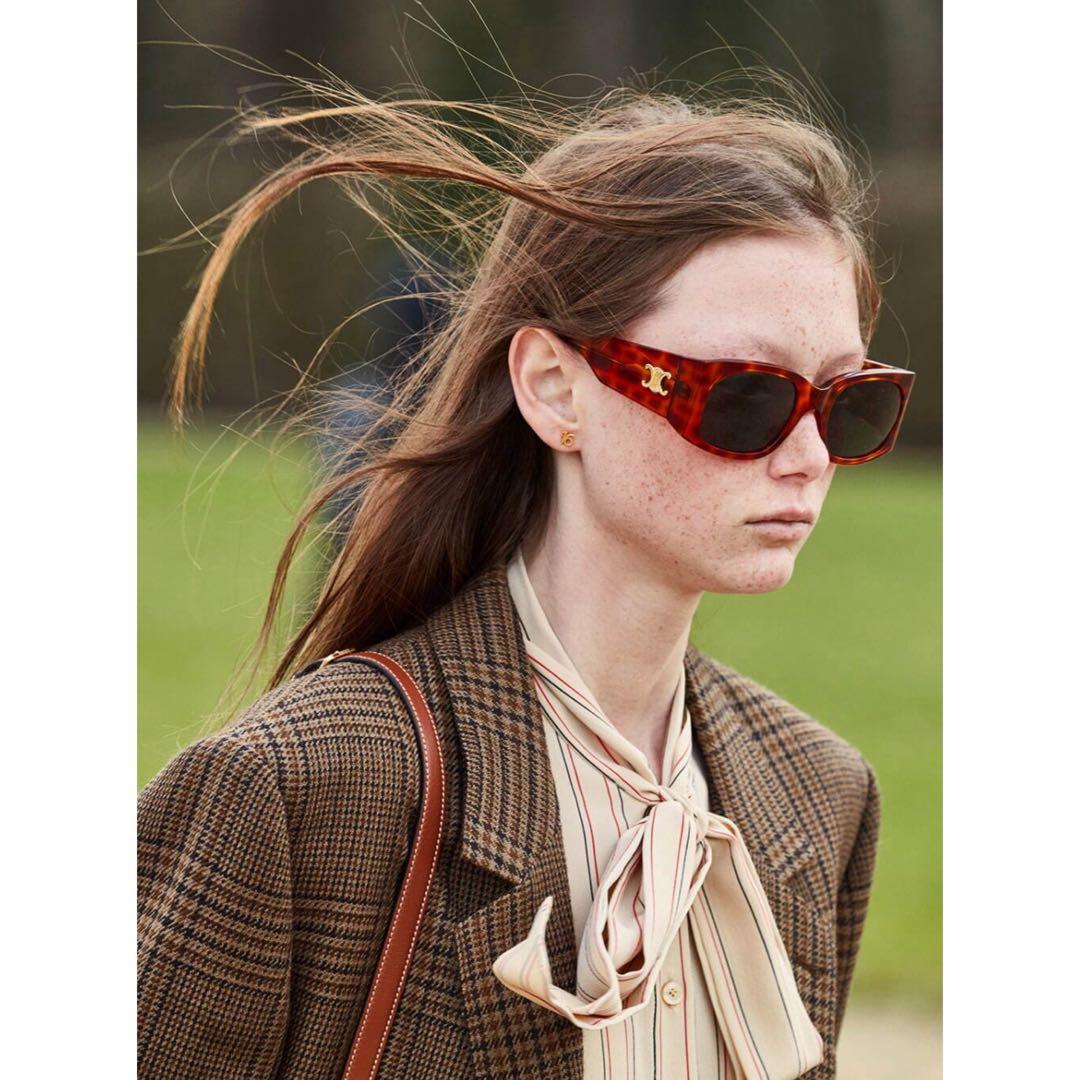 極美品 CELINE テーラードジャケット 34 ブラウン チェック ツイード