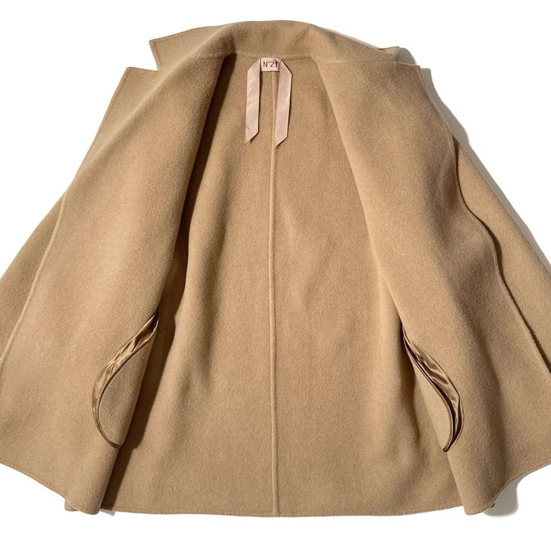 N°21 23AW ダブルフェイス コート ミドル丈 ウール ベルト