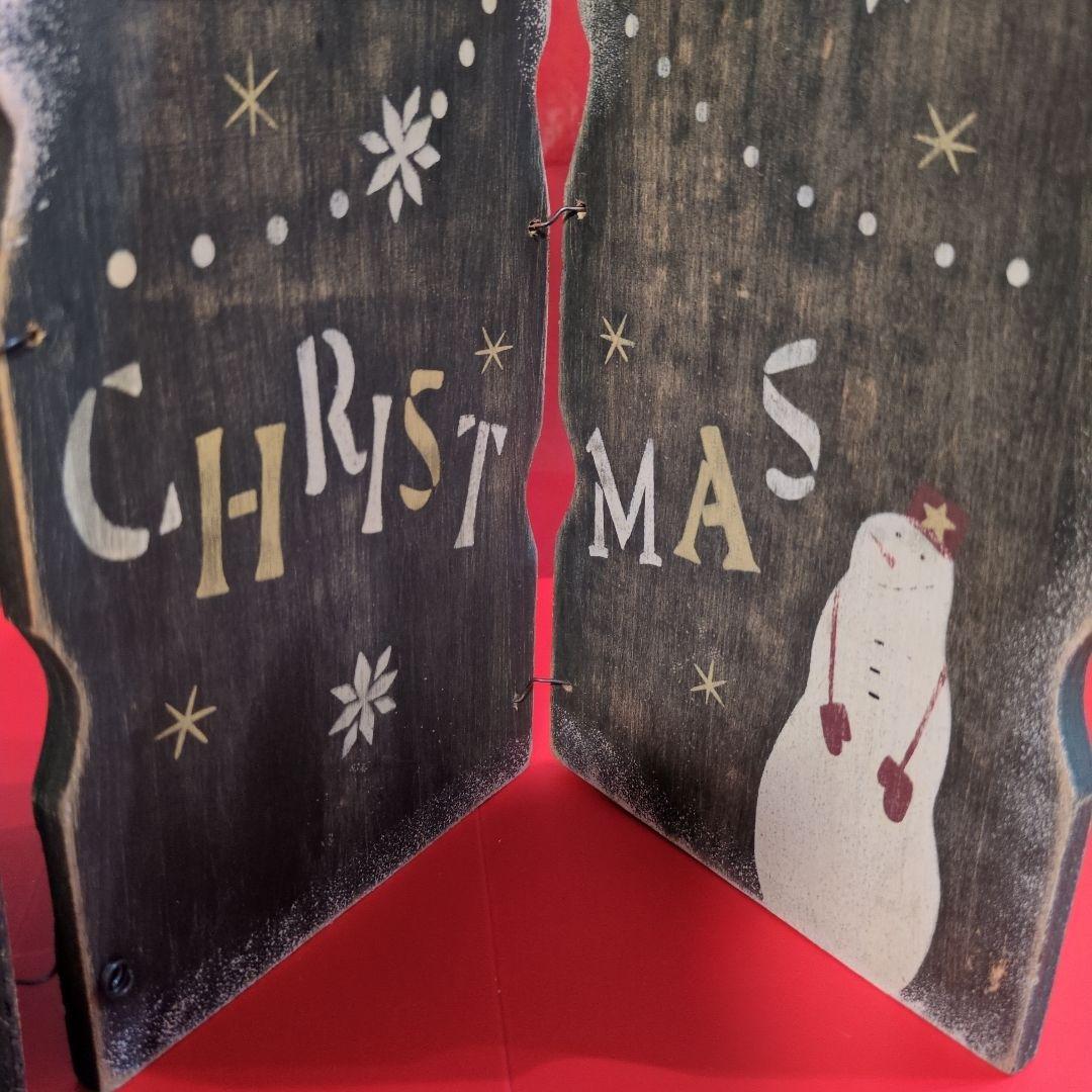 《アンファン》木製折りたたみ式3連クリスマスツリースタンド リバーシブル