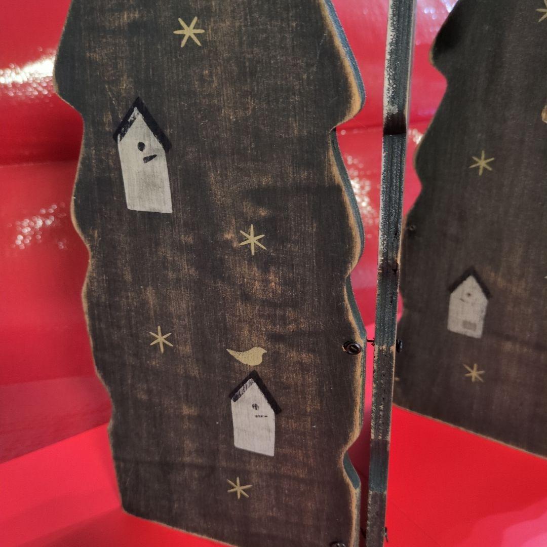 《アンファン》木製折りたたみ式3連クリスマスツリースタンド リバーシブル