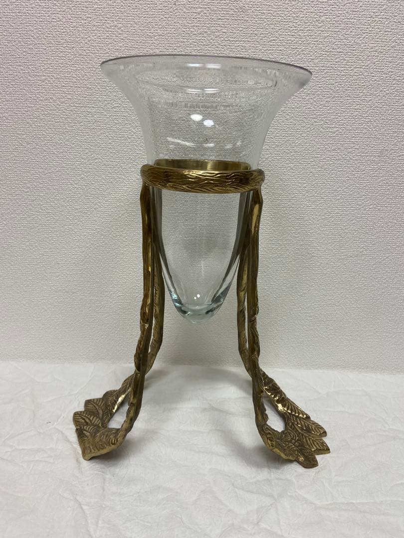 豪華/エレガント/真鍮/ブラス/ガラス/花瓶/フラワーベース