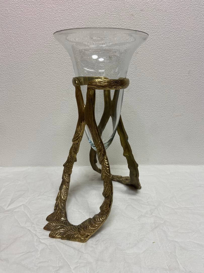 豪華/エレガント/真鍮/ブラス/ガラス/花瓶/フラワーベース