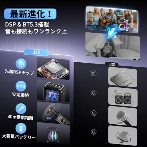 JYX スピーカーセット 拡声器 ワイヤレスマイク２本 Bluetooth5.p