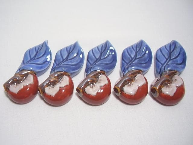 十四代 酒井田柿右衛門 柿葉形 箸置き 5個 セット