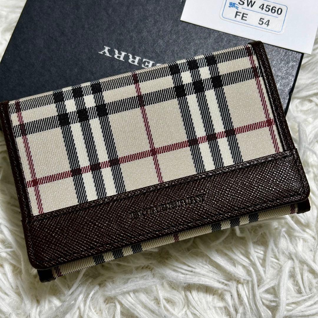 未使用✨　バーバリー　名刺入れ　パスケース　ノバチェック　キャンバス　ブラウン