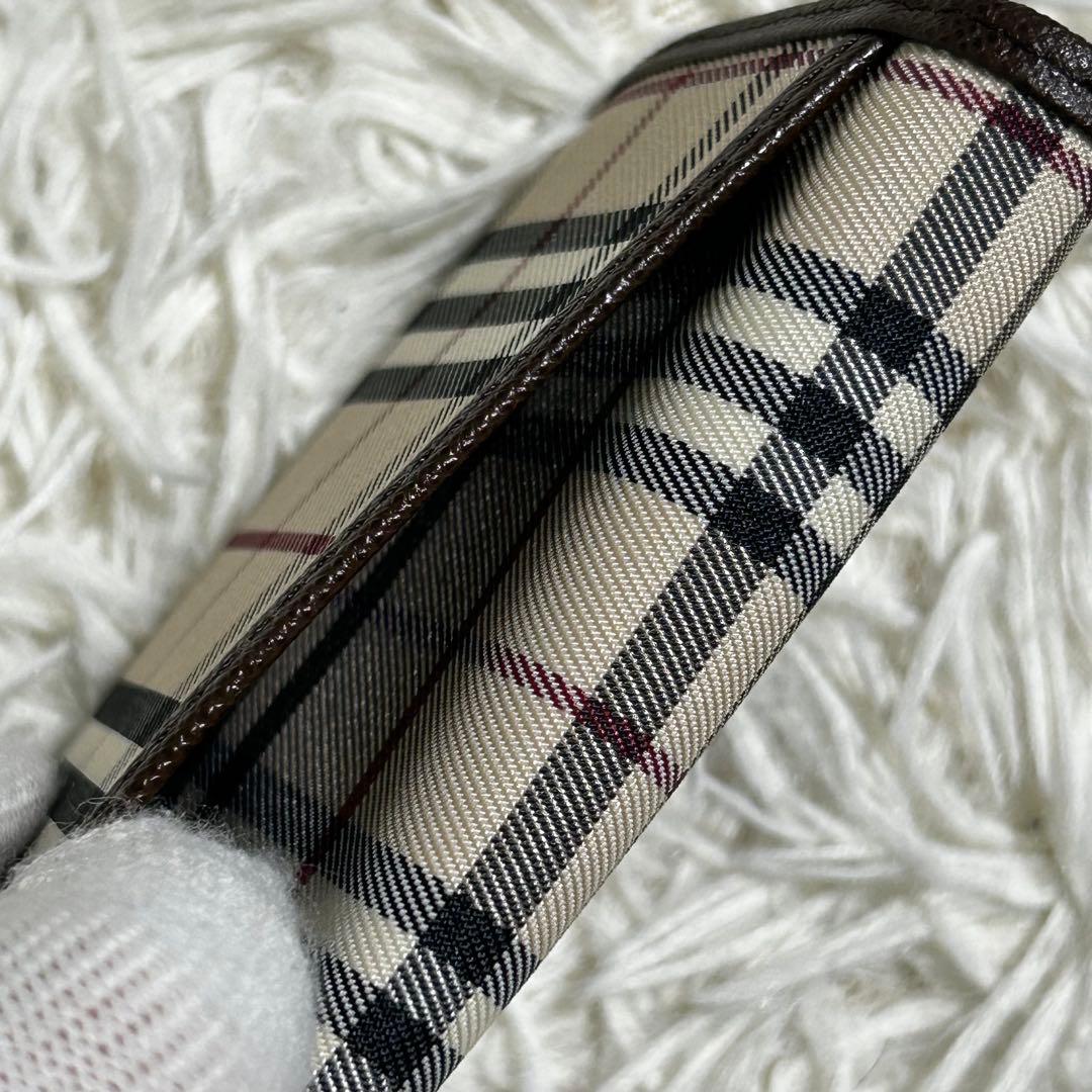 未使用✨　バーバリー　名刺入れ　パスケース　ノバチェック　キャンバス　ブラウン