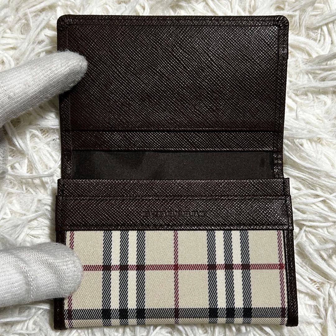 未使用✨　バーバリー　名刺入れ　パスケース　ノバチェック　キャンバス　ブラウン