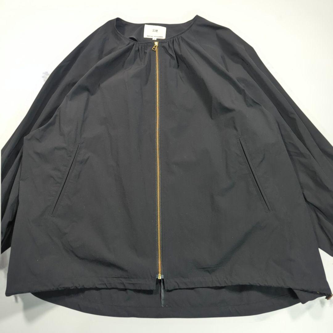 23区 23SS ４６ ナイロンジャケット　ストレッチ ノーカラー ブルゾン　黒