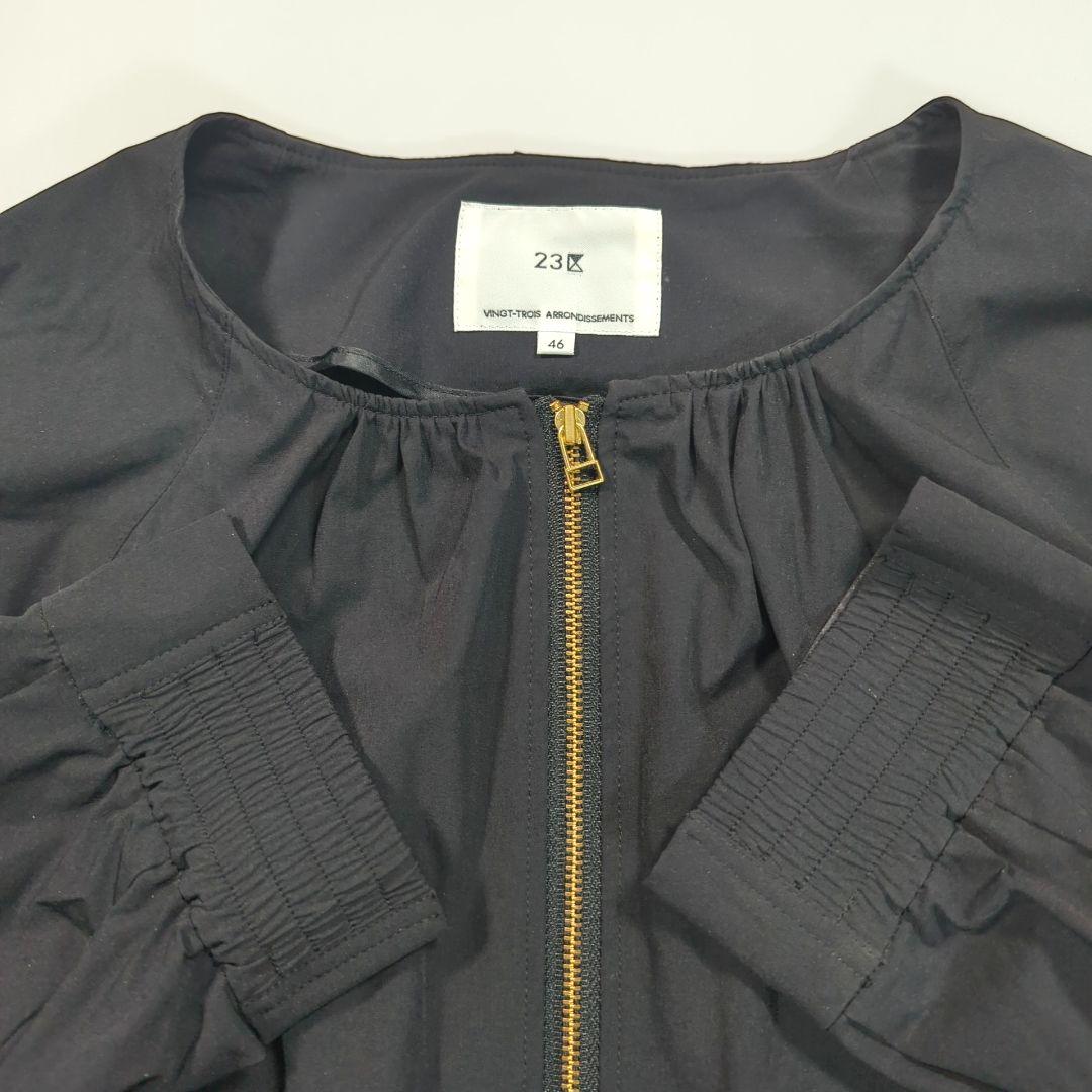 23区 23SS ４６ ナイロンジャケット　ストレッチ ノーカラー ブルゾン　黒