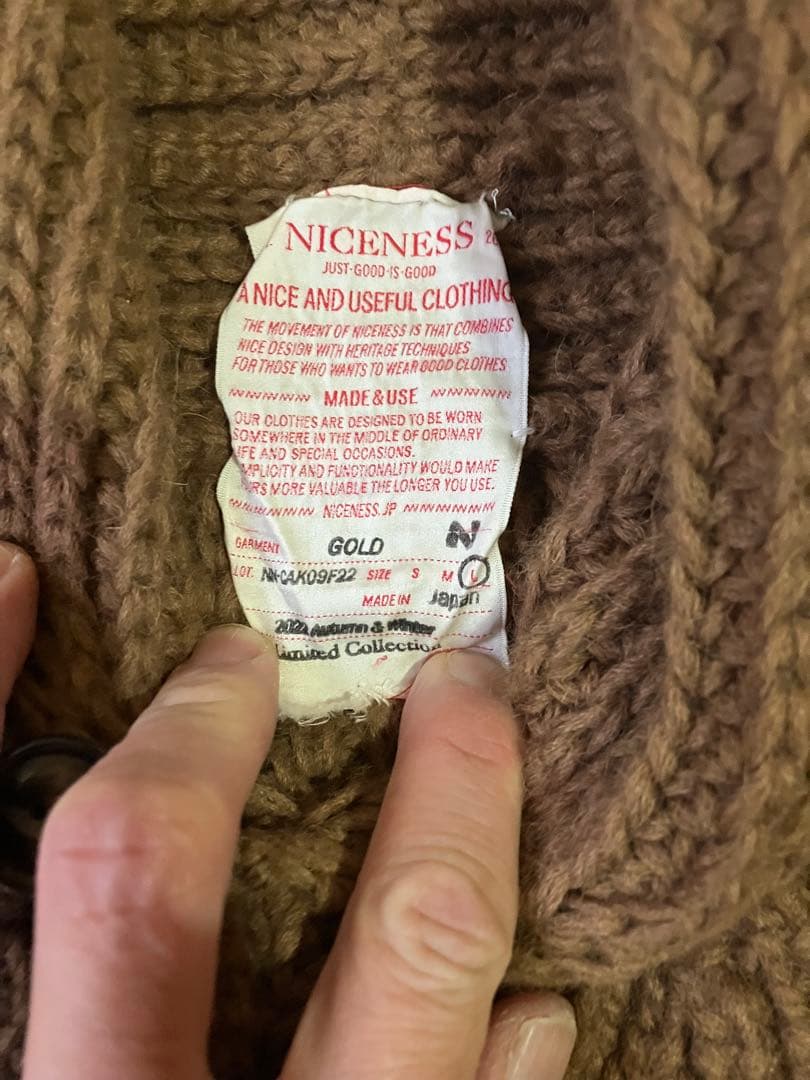 2022AW NICENESS GOLD カウチンショールカラーニット