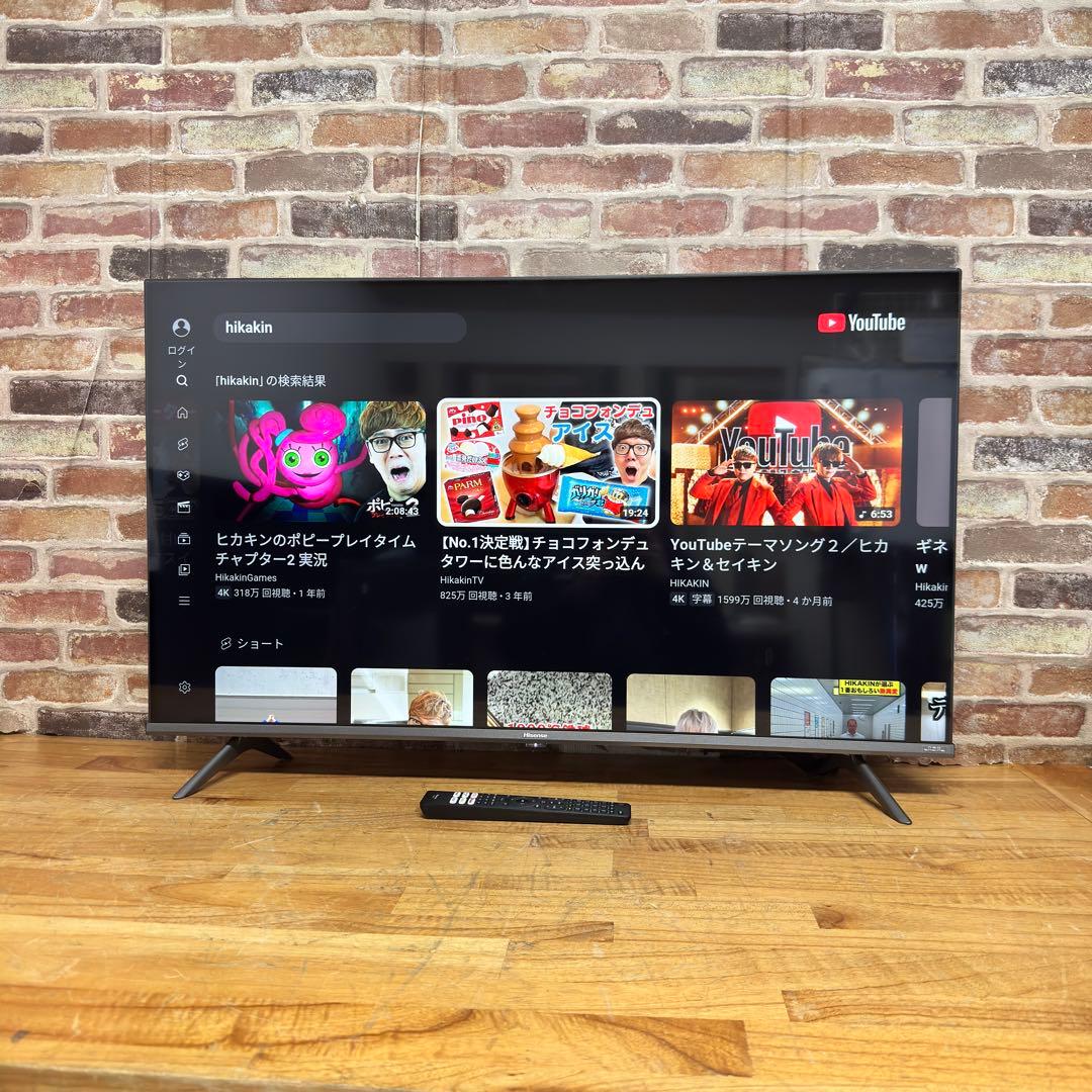 ハイセンス 43V型 液晶テレビ 4Kチューナー内蔵 43A65H 動画アプリ○