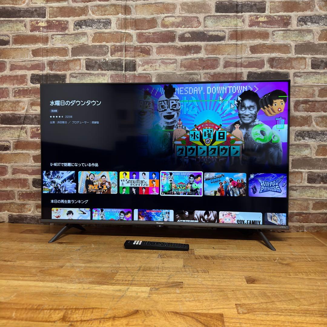 ハイセンス 43V型 液晶テレビ 4Kチューナー内蔵 43A65H 動画アプリ○