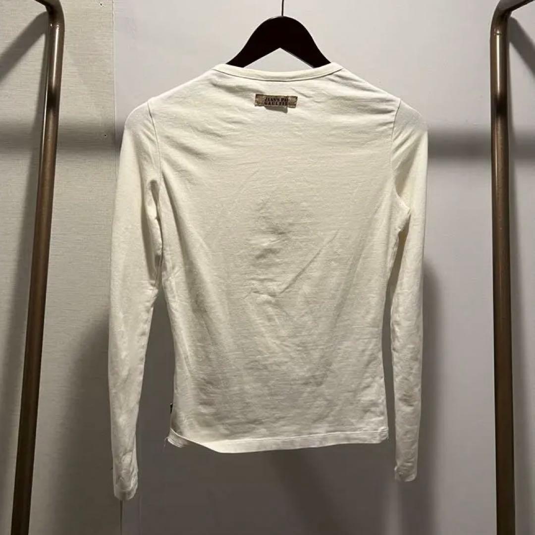 ホワイト 長袖 Tシャツ テキストデザイン　ゴルチェ　archive