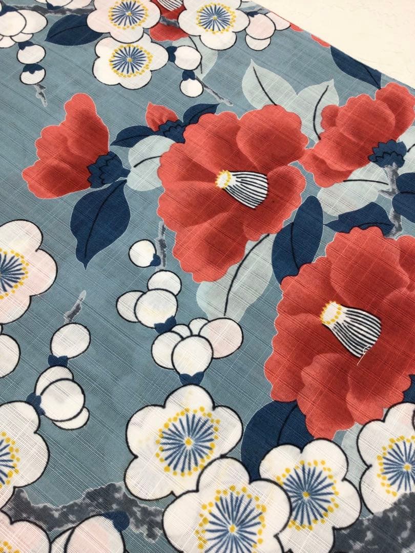 岡重　浴衣反物　椿