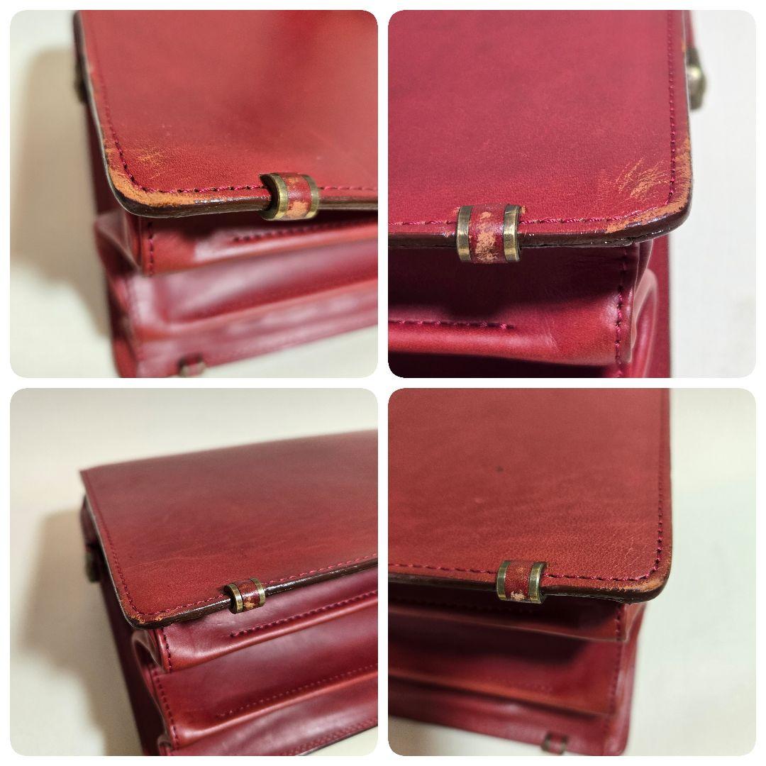 ダレスバッグ　赤　ボルドー　ワインレッド　深紅　ミニ　ドクターバッグ