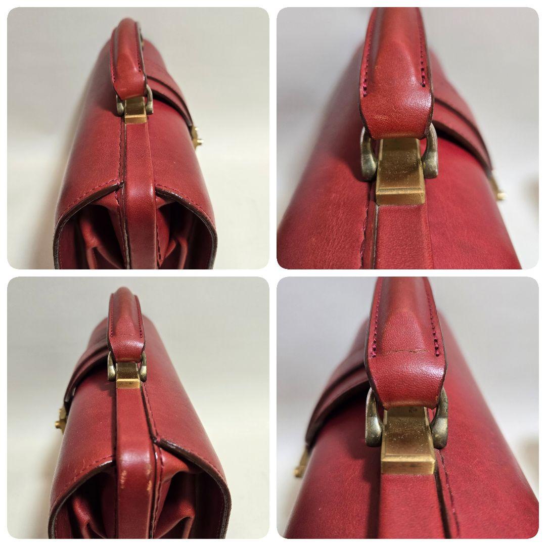 ダレスバッグ　赤　ボルドー　ワインレッド　深紅　ミニ　ドクターバッグ