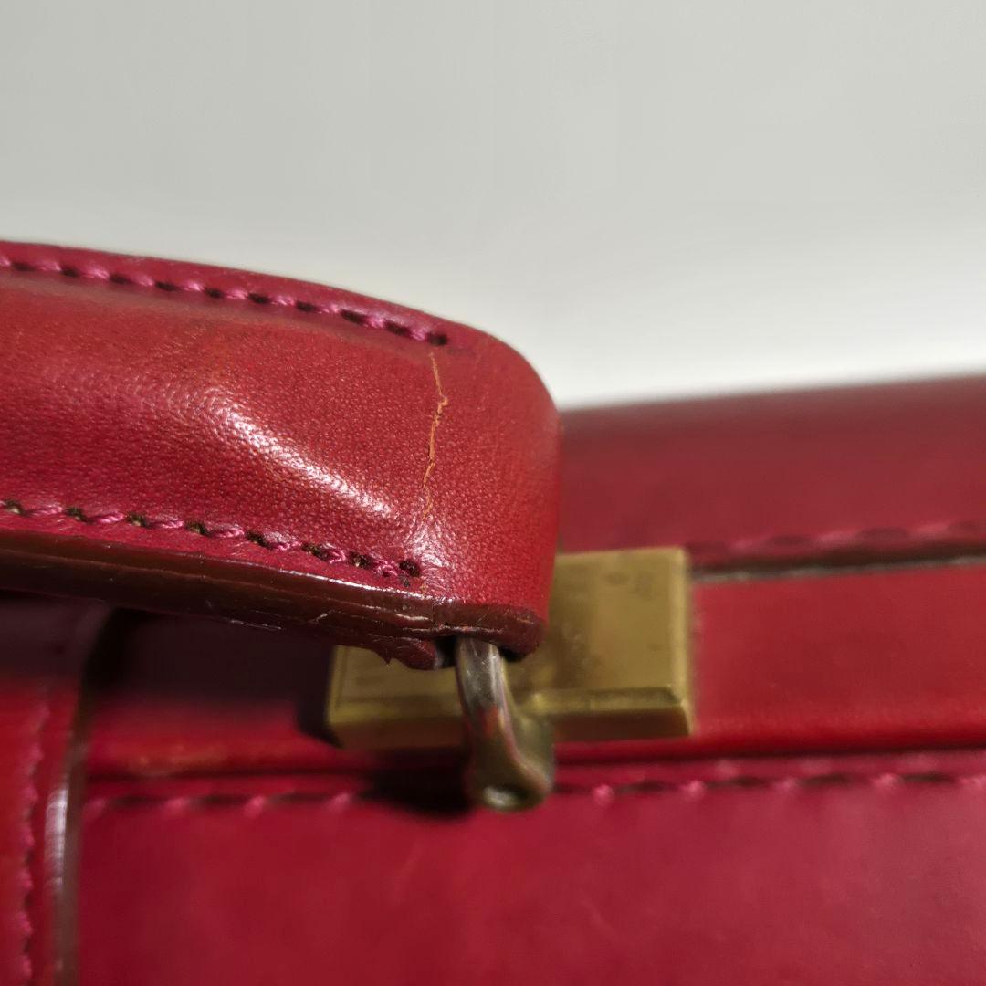 ダレスバッグ　赤　ボルドー　ワインレッド　深紅　ミニ　ドクターバッグ